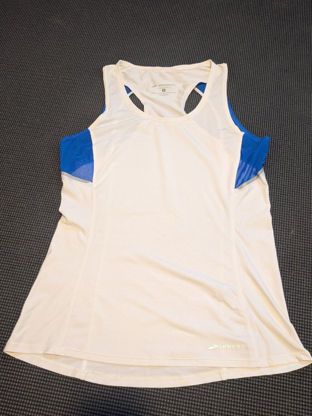 White and Blue Brooks Running Tank Small